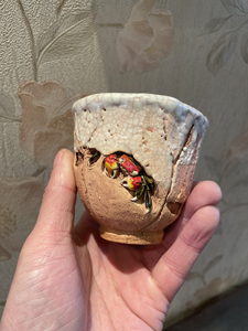 日本茶器茶道具茶杯汤吞乐山烧二六烧水月烧天神螃蟹杯荷叶型.