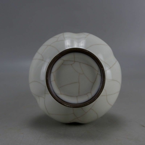 宋代官窑月牙白釉大开片纹葫芦瓶陶瓷花瓶旧货老货真品收藏老物件