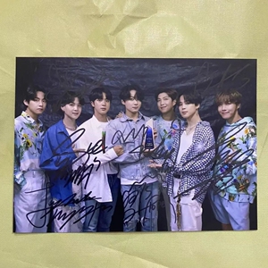 bts防弹少年团亲笔签名照 田柾国金泰亨闵玧其等签名照(亲签