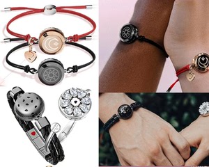 totwoo情侣手链一对感应震动手环异地恋远程互动闪光首饰幸