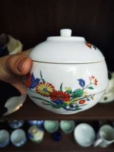 锦松梅弥右卫门茶叶罐,彩绘,日本回流产品高端瓷器,名窑烧制