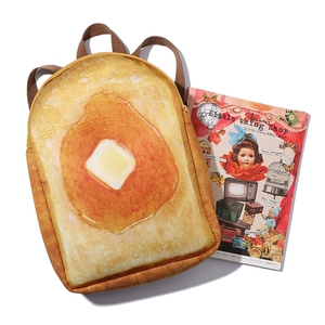 日韩原宿荷包蛋吐司双肩包背包女潮ins软萌可爱趣味零食学生书