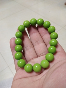 绿松石菜籽黄手链12 mm绿松石手串菜籽黄纯天然保证