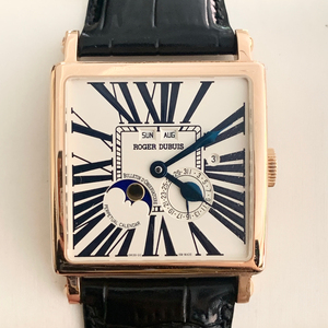 方形玫瑰金男表