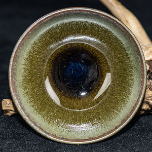 视频看货 柴烧【月夜松针盏】周丽 建阳建盏主人杯 口径9 f71