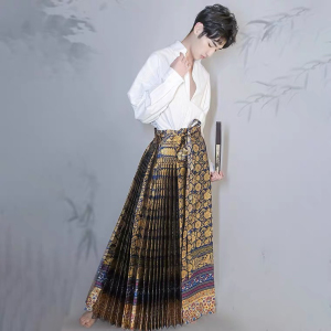 九天汉韵汉服仿孔府旧藏妆花满地金男女款百褶马面裙明制
