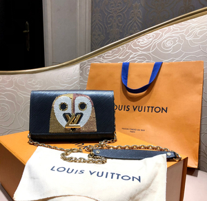 白富美闲置7815lv 限量版亮片猫头鹰链条包 twist银扣