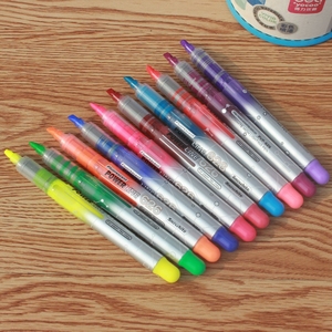 白雪荧光笔pvp626 12支装直液式荧光记号笔彩色荧光标记