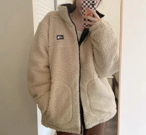 the north face韩国北面北脸羽绒服两面穿羊羔毛
