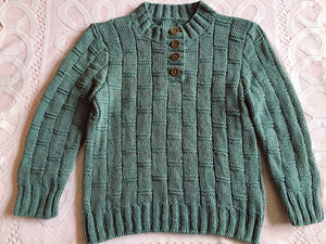 全新纯手工编织男童长袖羊毛衫儿童圆领毛衣