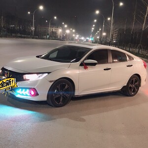 本田十代思域日行灯鱼骨灯三色流光后杠灯思域改装19思域鱼骨灯