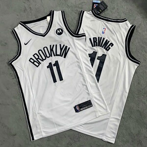 nba系列同款 复古刺绣网眼速干球衣 篮网殴文11号白色球衣