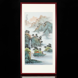 非遗传承人杨文华作品《高山流水》 景德镇手绘山水瓷板画