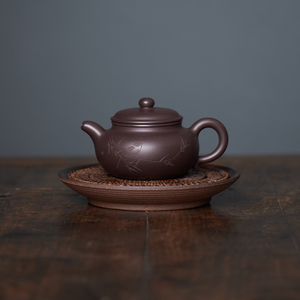 百目紫泥清影仿古壶200ml匠人谭俊手工紫砂壶宜兴紫砂茶壶茶具