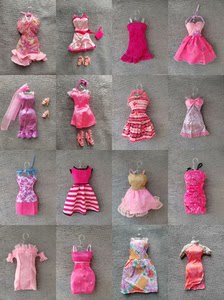 芭比娃娃衣服 芭比官配 古董娃衣粉色系列 芭比时尚搭配套装