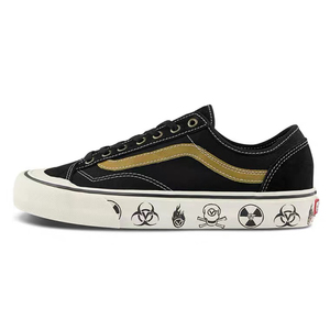 vans  黑金骷髅图案 女子低帮运动休闲板鞋
