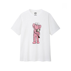优衣库 uniqlo kaws 联名 优衣库粉色玩偶t恤 白