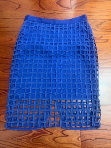 韩国SHESMISS品牌全智贤同款镂空宝蓝色半裙 110斤以