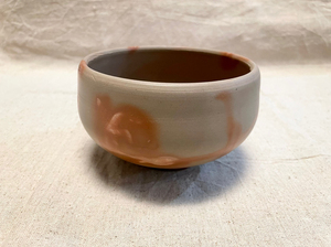 日本备前烧—木村陶峰绯鞠纹抹茶碗,手签底款,全新闲置.