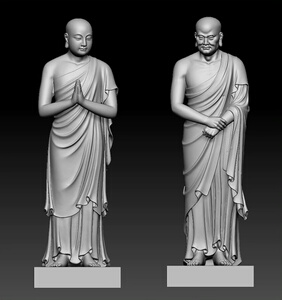 释迦摩尼,阿难,迦叶,佛像stl圆雕图三维立体图石雕木雕3d