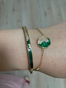 fellala翡拉拉时尚气质绿光简约手镯女 轻奢小众珐琅复古