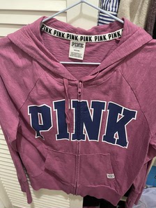 维密 pink 全拉链式休闲宽松长袖卫衣卫裤