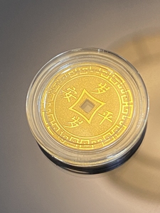 周大福金币压岁钱,1.02,1.03g各一,克价408.黄金