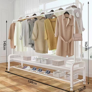 落地晾衣架组装挂衣橱宿舍卧室收纳衣架双杆晾晒挂衣架子家用晾衣