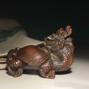 古董古玩老物件淘来纯铜实心龙龟摆件茶宠茶玩将军龟,全品,低价