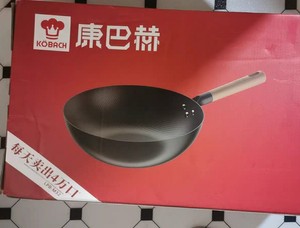 康巴赫米纹老铁锅【正品带防伪】32cm炒锅不粘锅平底锅家用