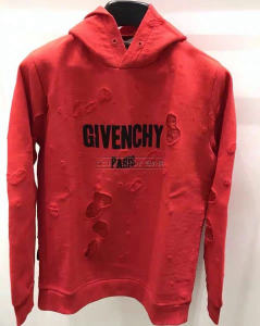 givenchy纪梵希gvc字母logo红色破洞连帽卫衣帽衫