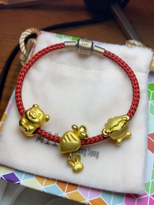周生生生肖 猪羊 萝卜兔 黄金转运珠 手链