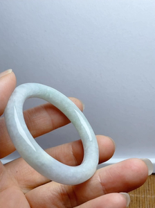 四会老坑缅甸玉石正品a货淡紫绿翡翠手镯儿童镯子 幸运圈 大圈