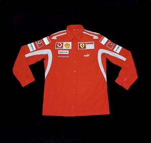 舒马赫法拉利f1车队万宝路条纹码长袖衬衫赛车服
