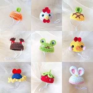 仓鼠蜜袋鼯金丝熊松鼠花枝荷兰猪龙猫拍照钩针钩织毛线宠物小帽子