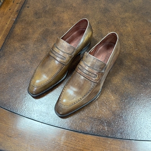 silvano lattanzi郎丹泽男士擦色雕花乐福鞋