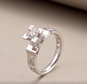 i do钻戒18k白金钻石戒指tower埃菲尔铁塔30分专柜