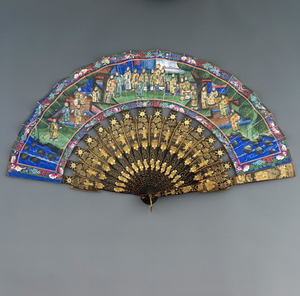 清代广州十三行外销折扇 百面扇 古董官扇 千面扇 外销画