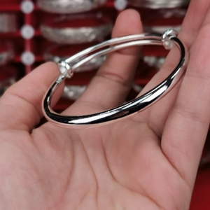 万足银手镯9999纯银光面