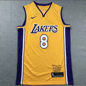 湖人8号科比球衣复古黑金蛇纹退役城市版刺绣四星比赛篮球服