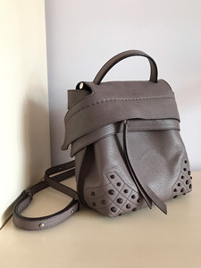 tods大嘴包豆豆包mini号双肩单肩紫灰褐包