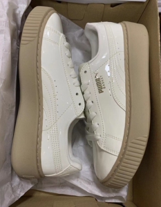 00空空的木舟淘宝puma彪马女鞋蕾哈娜漆皮奶白厚底松糕鞋增高小白鞋