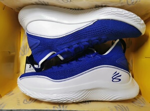 全新安德玛库里8代白蓝色44码实战篮球鞋,库里里程碑战靴,实