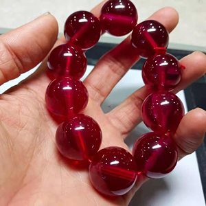 鸽血红红刚玉红宝石大珠子圆珠手串手链22mm10粒男款高端大