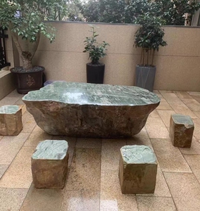 45×0.67米华安九龙壁玉石原石桌,石桌石椅户外庭院桌