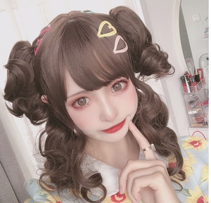 lolita假发女短卷发洛丽塔包子棕「白日梦少女」洛丽塔lo