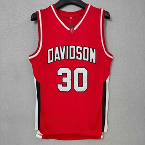 库里30号大学球衣 戴维森学院复古篮球背心美式刺绣运动服男