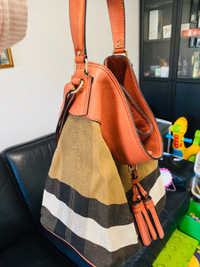 burberry巴宝莉全智贤千颂伊同款经典帆布格纹水桶女包