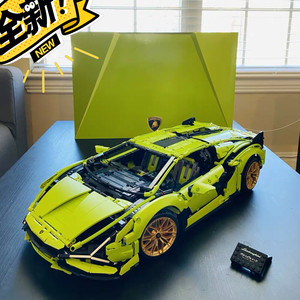 兰博基尼sian拼装积木绿牛跑车科技机械组成人玩具全新国产积