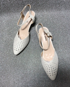 女兆全新39码女鞋牛皮真皮皮鞋白色高跟鞋夏季镂空皮凉鞋女单鞋